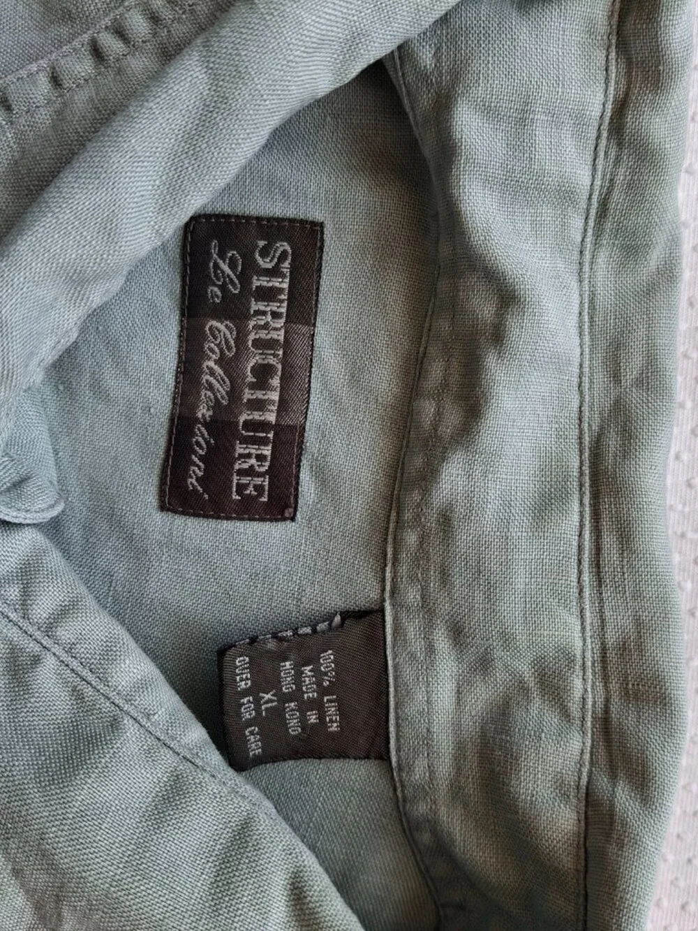 2 Mens XL 100% Linen Shirts Banana Republic & Structure Khaki Sage Green